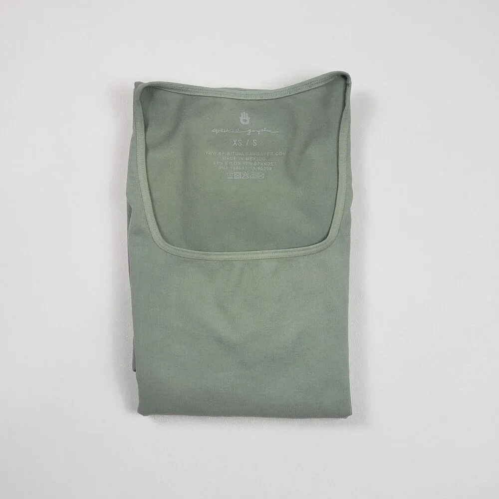 Spiritual Gangster Good Karma Seamless Maternity Unitard Women's XS/S Sage Green - Picture 13 of 14